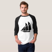 Zwart Chinees Sponstijl Sailing Ship Baseball T-sh T-shirt (Voorkant volledig)