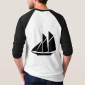 Zwart Chinees Sponstijl Sailing Ship Baseball T-sh T-shirt (Achterkant)