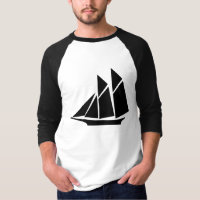 Zwart Chinees Sponstijl Sailing Ship Baseball T-sh