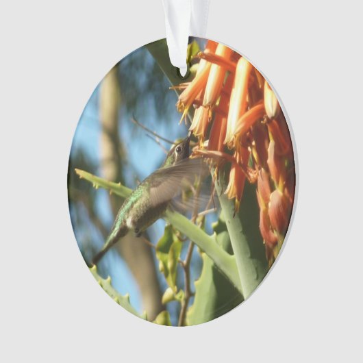 Zwart-Chinese Hummingbird in vlucht Ornament (voorkant)