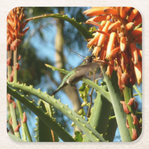 Zwart-Chinese Hummingbird in vlucht Vierkante Kartonnen Onderzetter