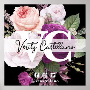 Zwart & Chique  Bloemen Oversize Visitekaartje Poster