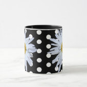 Zwart Chique Wit Polka Dots Daisy Custom Mok (Midden)
