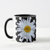 Zwart Chique Wit Polka Dots Daisy Custom Mok (Links)