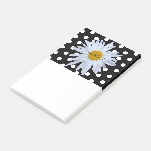 Zwart Chique Wit Polka Dots Daisy Custom Post-it® Notes (Schuin)