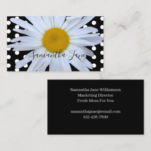 Zwart Chique Wit Polka Dots Daisy Custom Visitekaartje