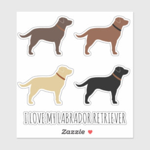 Zwart Chocolade Geel en Rood Labrador Retrievers Sticker