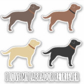 Zwart Chocolade Geel en Rood Labrador Retrievers Sticker (Voorkant)