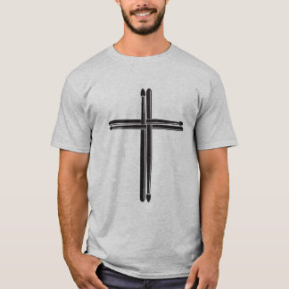 Zwart Christelijk Cross Drumsticks T-shirt