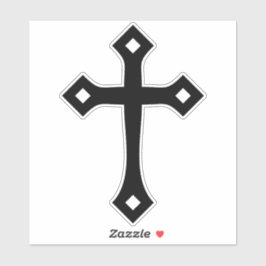 Zwart Christelijk Cross Minimal Kiss-Cut Vinyl Sticker