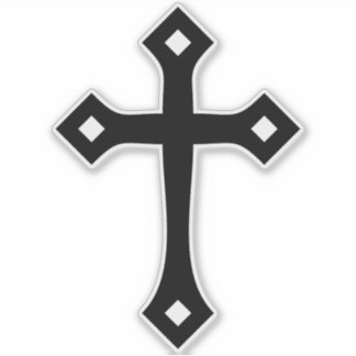 Zwart Christelijk Cross Minimal Kiss-Cut Vinyl Sticker