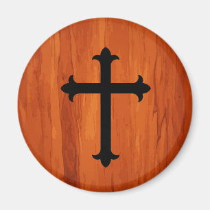 Zwart Christelijk Heilig Kruis in Wooden Magnet Magneet