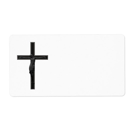 Zwart Christelijk kruis Etiket (Voorkant)