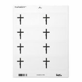 Zwart Christelijk kruis Etiket (Full Sheet)