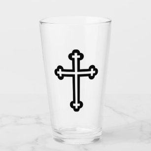 Zwart Christelijk kruis Glas