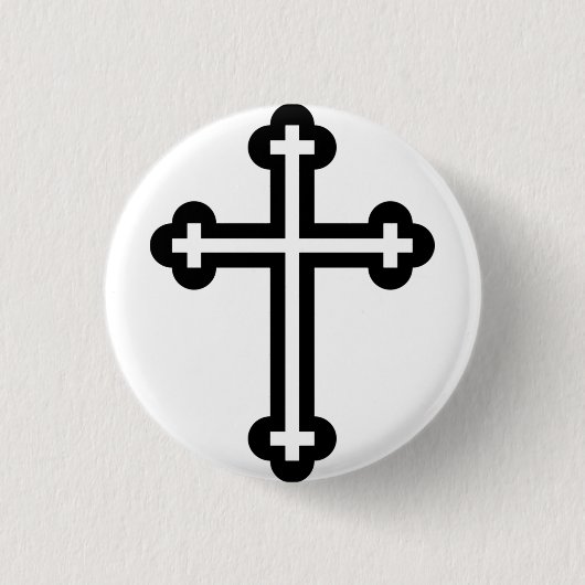 Zwart Christelijk kruis Ronde Button 3,2 Cm (Voorkant)