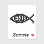 Zwart Christelijk vissymbool met Jezus naam Sticker (Vel)
