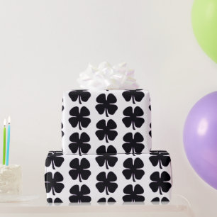 Zwart Clover mat inpakpapier medium