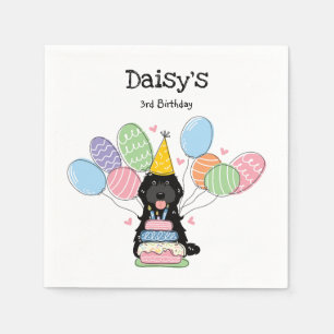 Zwart Cockapoo Cavapoo Verjaardagsfeestpapier Servet