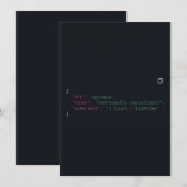 Zwart code-geïnspireerde aangepaste uitnodiging (Voorkant / Achterkant)