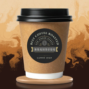 Zwart Coffee Gepersonaliseerde Branding Ronde Sticker