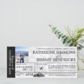 Zwart Colorado Bruiloft Boarding Pass uitnodigen (Staand voorkant)