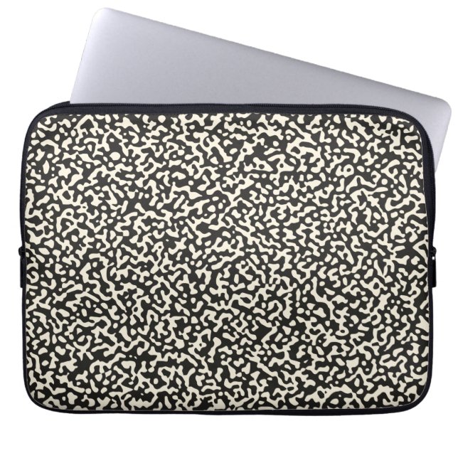 Zwart Compositie Notitieboek Classic Pattern Laptop Sleeve (Voorkant)