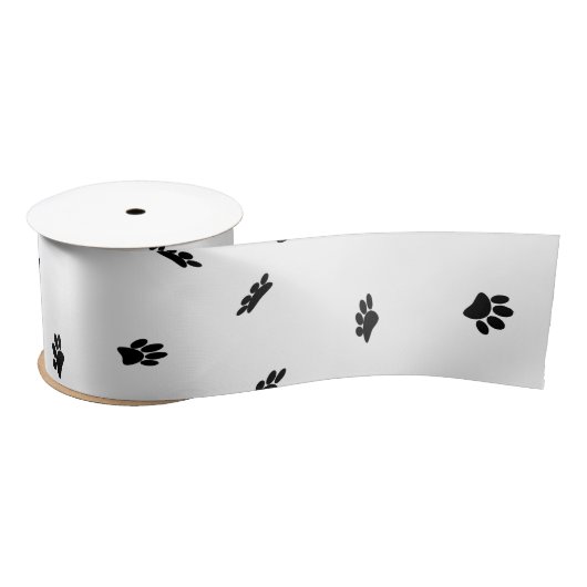 Zwart Confetti Dog Paw Print Patroon Aangepast Lint (Spoel)
