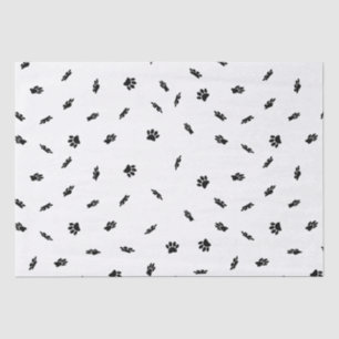 Zwart Confetti Dog Paw Print Patroon Aangepast Tissuepapier
