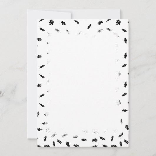 Zwart Confetti Dog Paw Print Pattern Aankondiging (Voorkant)