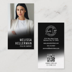 Zwart Contemporary Foto QR Code Logo Verticaal Visitekaartje