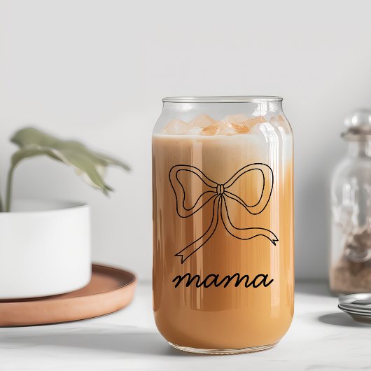 Zwart Coquette Bow Baby shower Mama Can Glass Blikvorm Glas