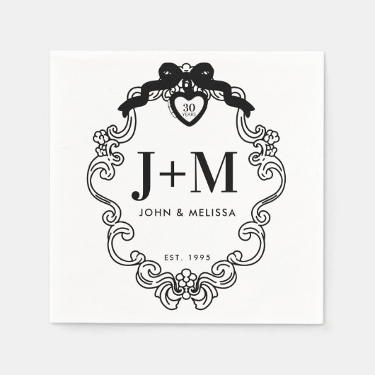 Zwart  Coquette Bow Jubileum Servet (Voorkant)