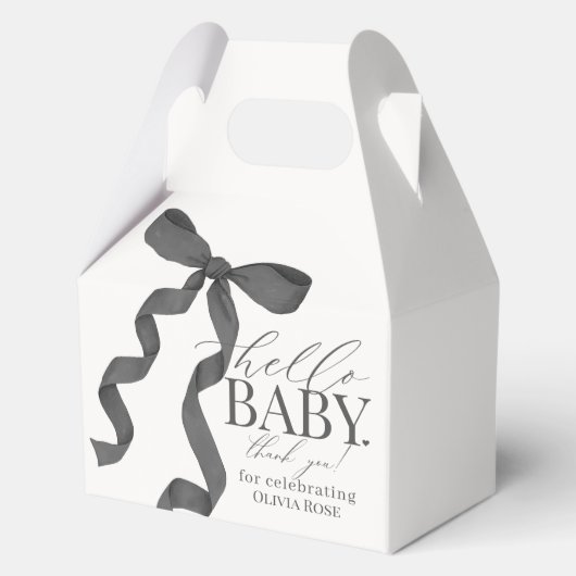 Zwart Coquette Bow Meisje Baby shower Gift Bedankdoosjes (Voorkant)
