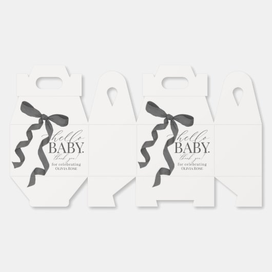 Zwart Coquette Bow Meisje Baby shower Gift Bedankdoosjes (Ongevouwen)