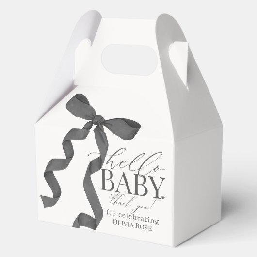 Zwart Coquette Bow Meisje Baby shower Gift Bedankdoosjes (Achterkant)