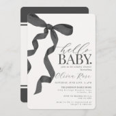 Zwart Coquette Bow Meisje Baby shower Invite (Voorkant / Achterkant)