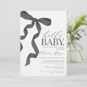 Zwart Coquette Bow Meisje Baby shower Invite (Staand voorkant)