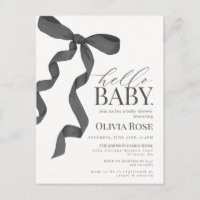 Zwart Coquette Bow Meisje Baby shower Invite