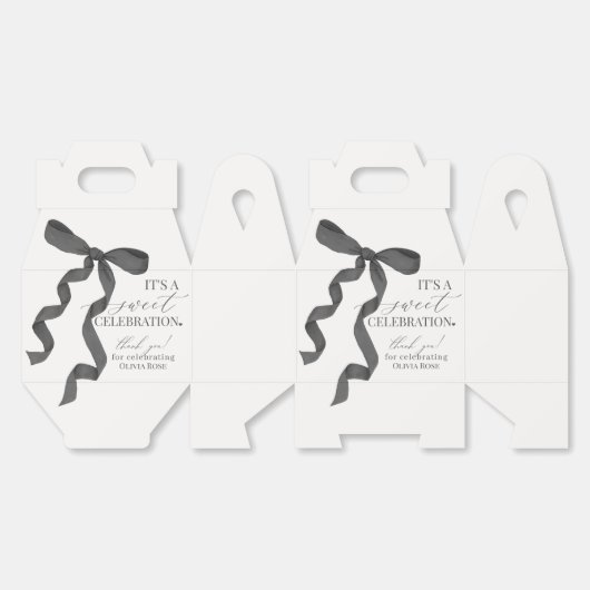 Zwart Coquette Bow Meisje Verjaardagsfeestgeschenk Bedankdoosjes (Ongevouwen)