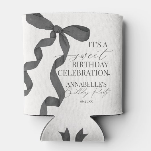 Zwart Coquette Bow Meisje Verjaardagsfeestgunsten Blikjeskoeler (Achterkant)