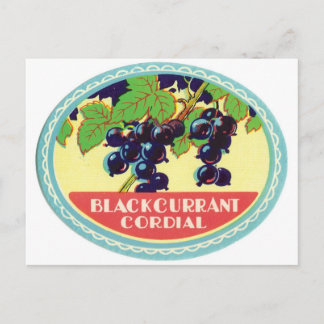 Zwart cordiaal donkerbessen label briefkaart