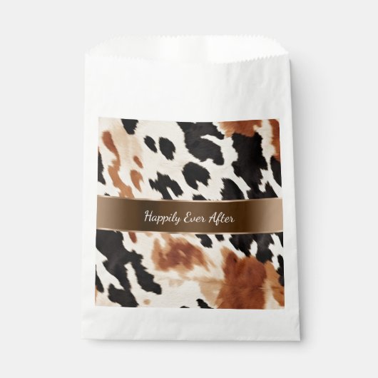 Zwart Cream Bruin Koeienhuid Bruiloft Bedankzakje (Voorkant)