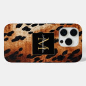Zwart Crème Bruin Koeienhuid Goud Monogram Case-Mate iPhone Case (Achterkant (horizontaal))