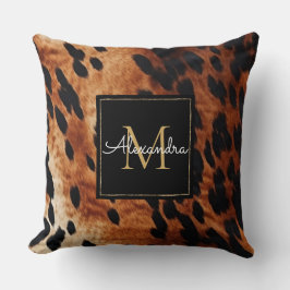 Zwart Crème Bruin Koeienhuid Goud Monogram Kussen
