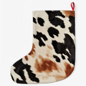 Zwart crème bruin Koeienhuid Grote Kerstsok (Achterkant)