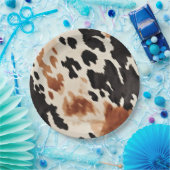 Zwart crème bruin Koeienhuid Papieren Bordje (Feest)