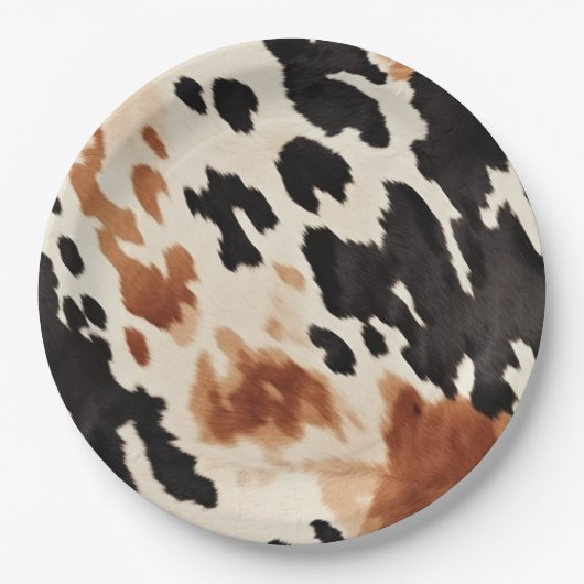 Zwart crème bruin Koeienhuid Papieren Bordje (Voorkant)