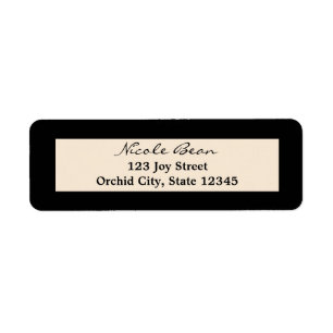 Zwart & Crème Chic Trouwadreslabels Etiket