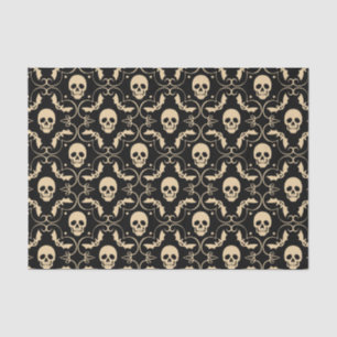 Zwart & Crème Halloween Schedels & Vleermuizen Fee Tissuepapier